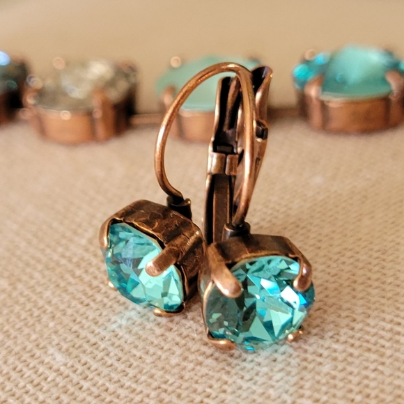 Austrian Crystal Earrings in Antique Copper - Picture 8 of 8